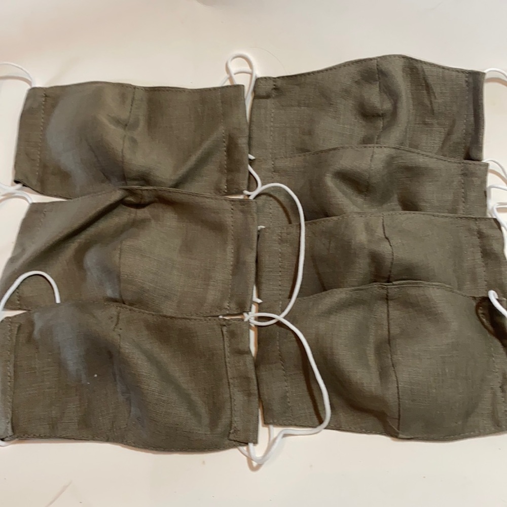 NWOT 7 Handcrafted Grey/Green Lightweight Masks Reusable OSFM